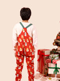 Red Snowman Dungaree with White Sweatshirt