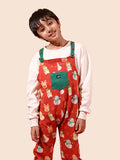 Red Snowman Dungaree with White Sweatshirt