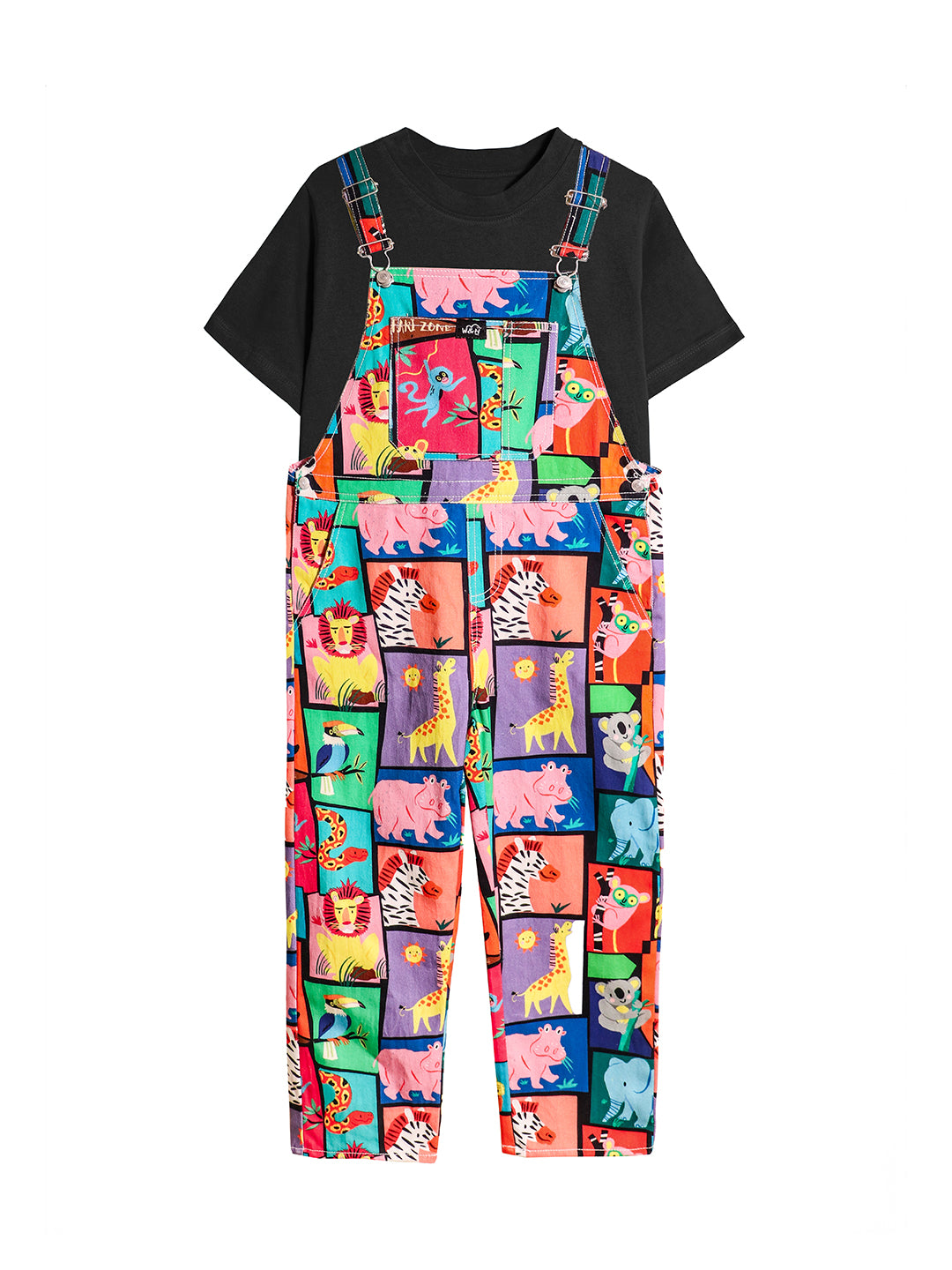 Safari Zone Dungaree Cotton with Black T-shirt for Boys & Girls