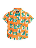 Boys Cotton Coco Party Orange Shirt , Bow & Green Shorts