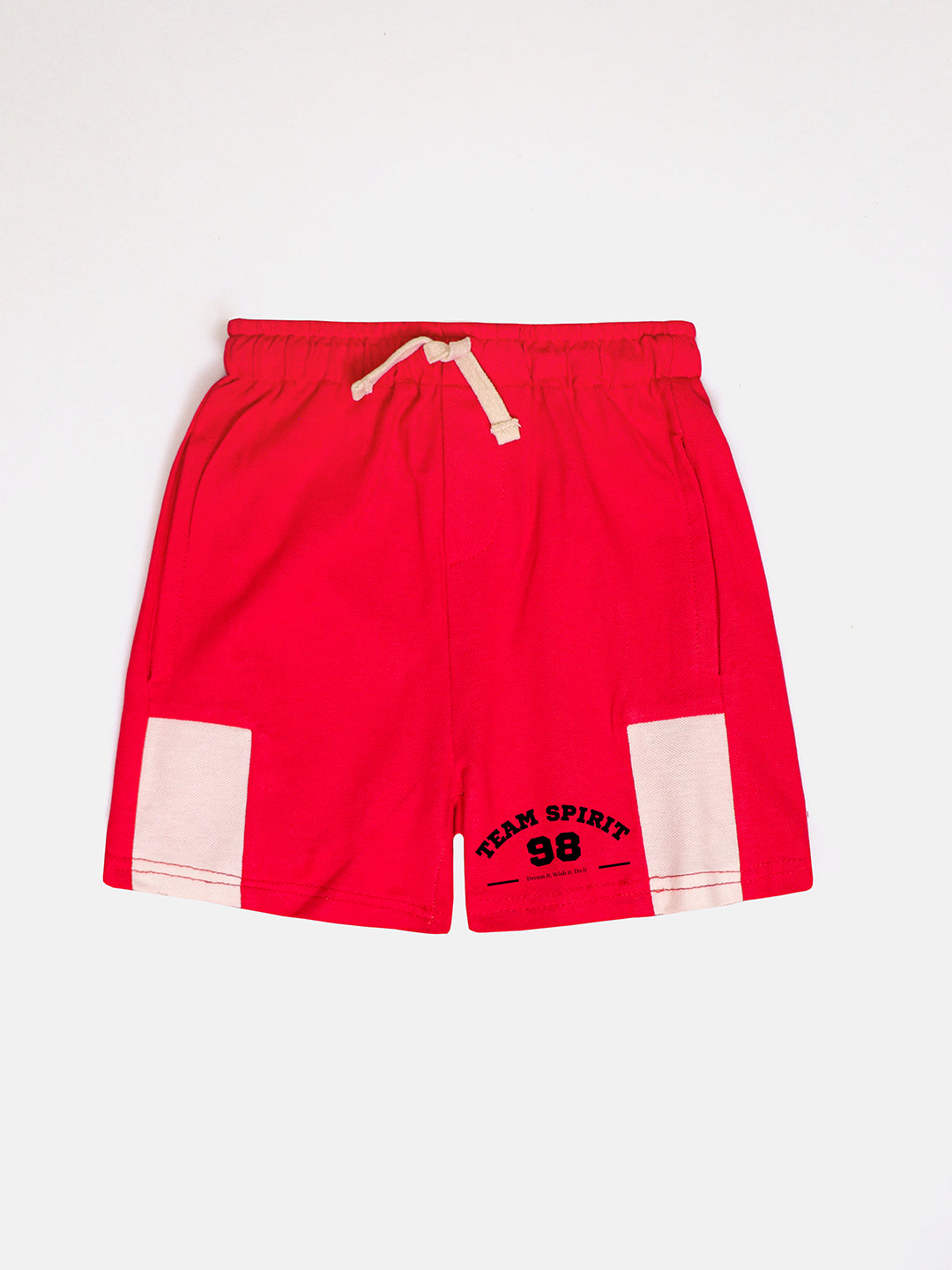 Boys Red Team Spirit Cotton Shorts
