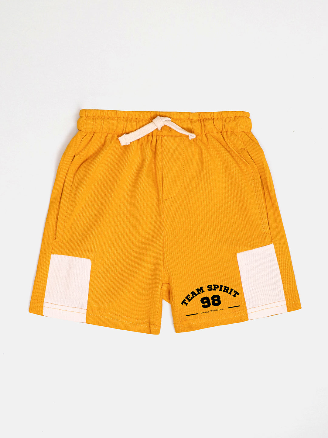 Boys Cotton Shorts Combo- White, Yellow, Maroon