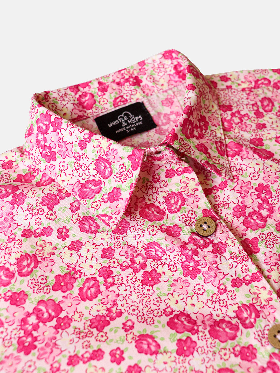 Boys Pink Floral Printed Cotton Shirt