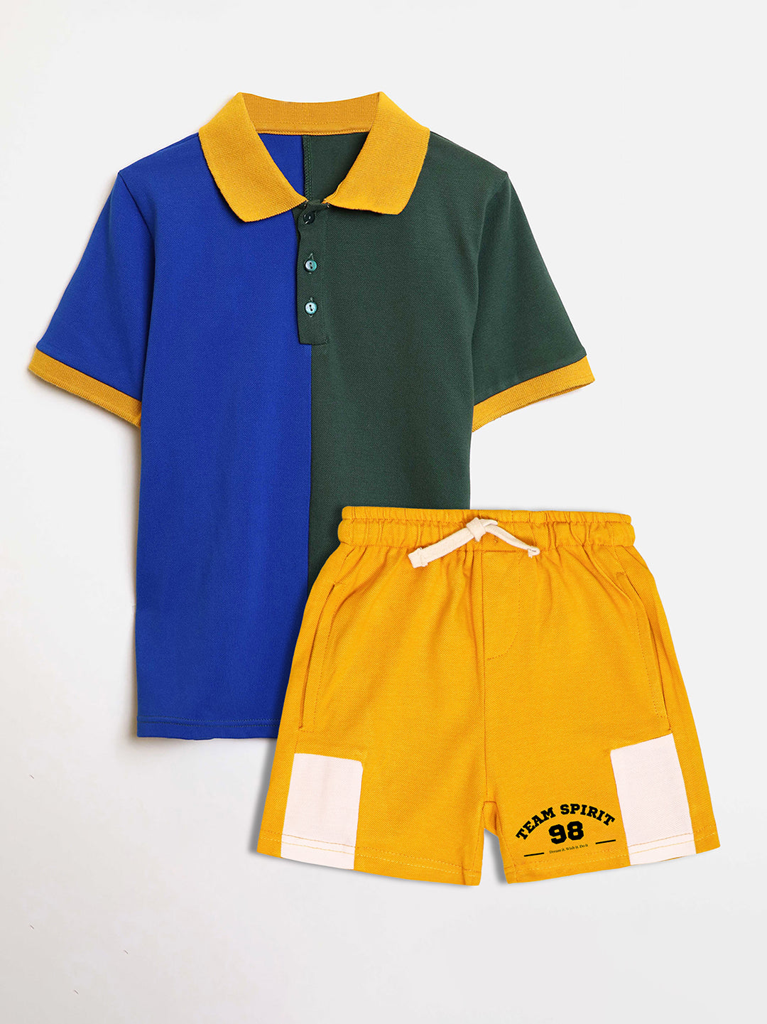Colourblocked Classic Polo-Shorts Set