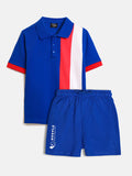 Vertical Panelled Classic Polo-Shorts Set
