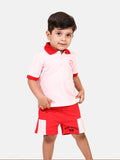 Pink Embroidered Classic Polo-Shorts Set