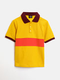 Yellow Panelled Classic Polo-Shorts Set