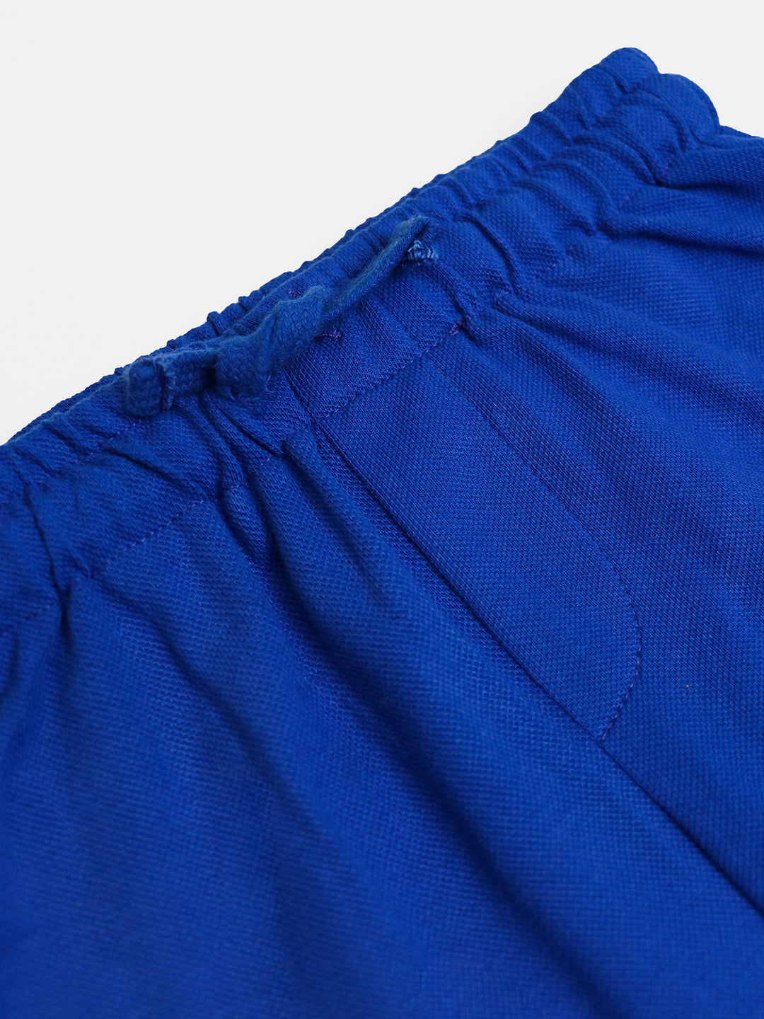 Blue Panelled Classic Polo-Shorts Set