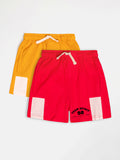 Boys Cotton Shorts Combo- Red and Yellow
