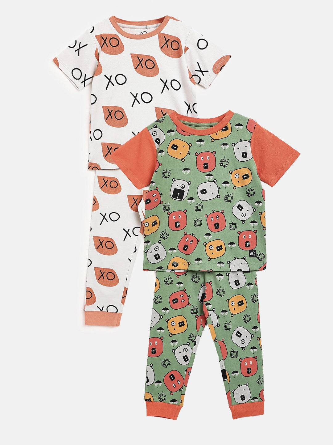 Classic Pyjama Sets Combo- Hippie Bear and Grey XO