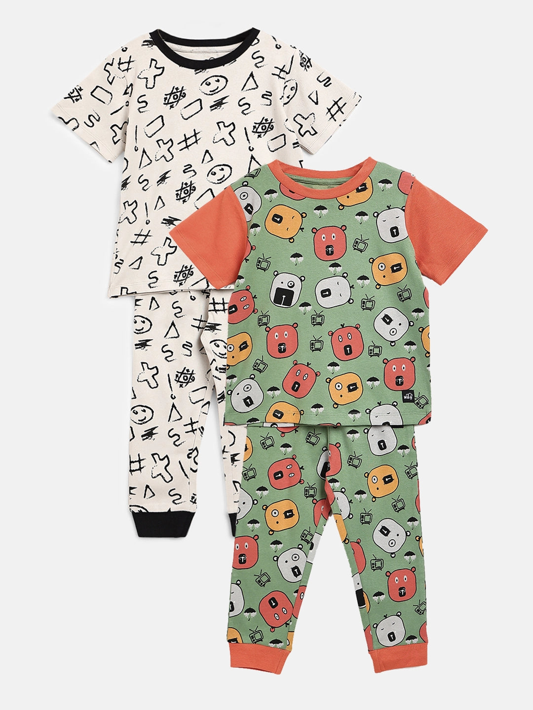 Classic Pyjama Sets Combo- Hippie Bear and Hashtag