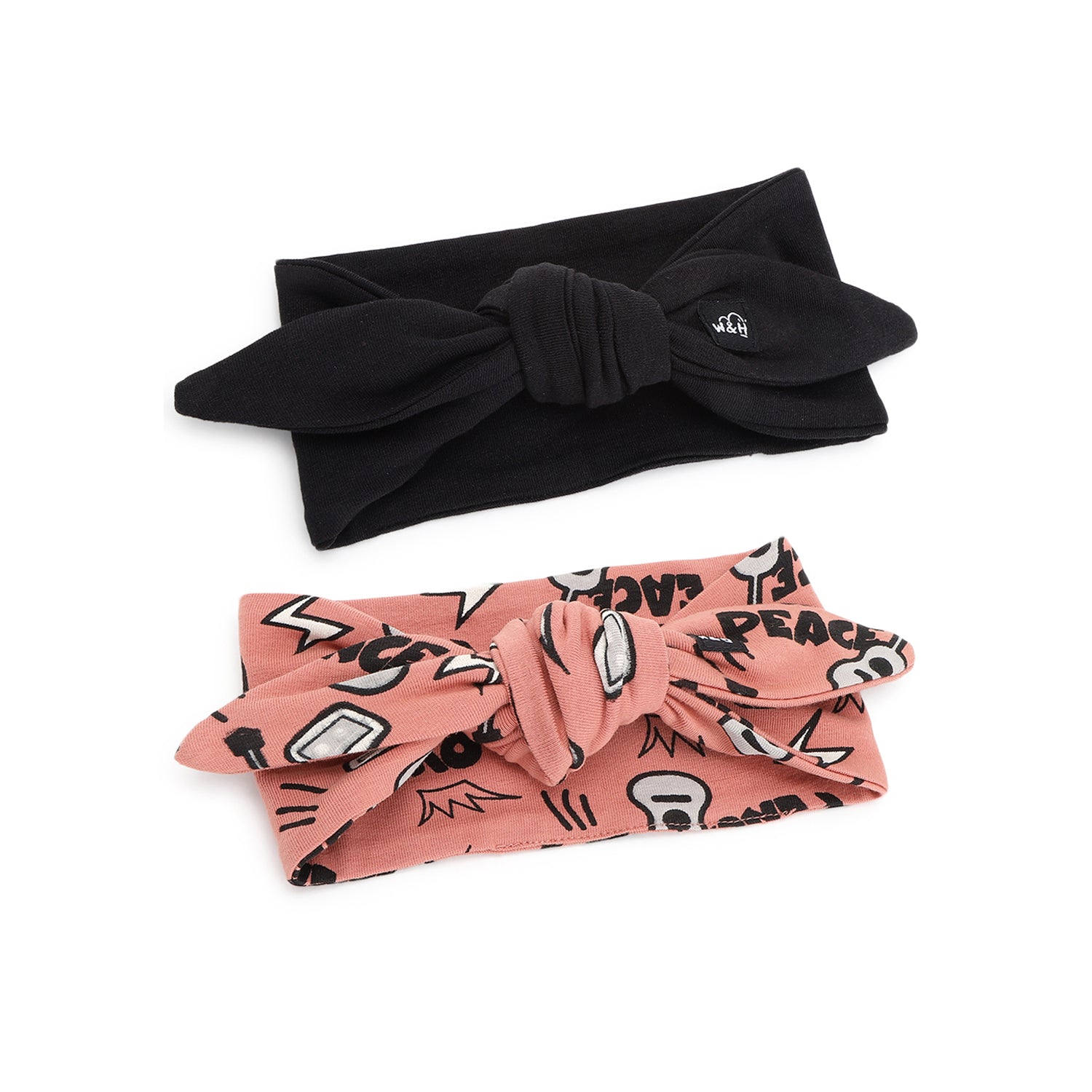 Headbands Combo Pack- Love&Peace and Black