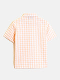 Boys Orange Checks Cotton Shirt