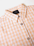 Boys Orange Checks Cotton Shirt
