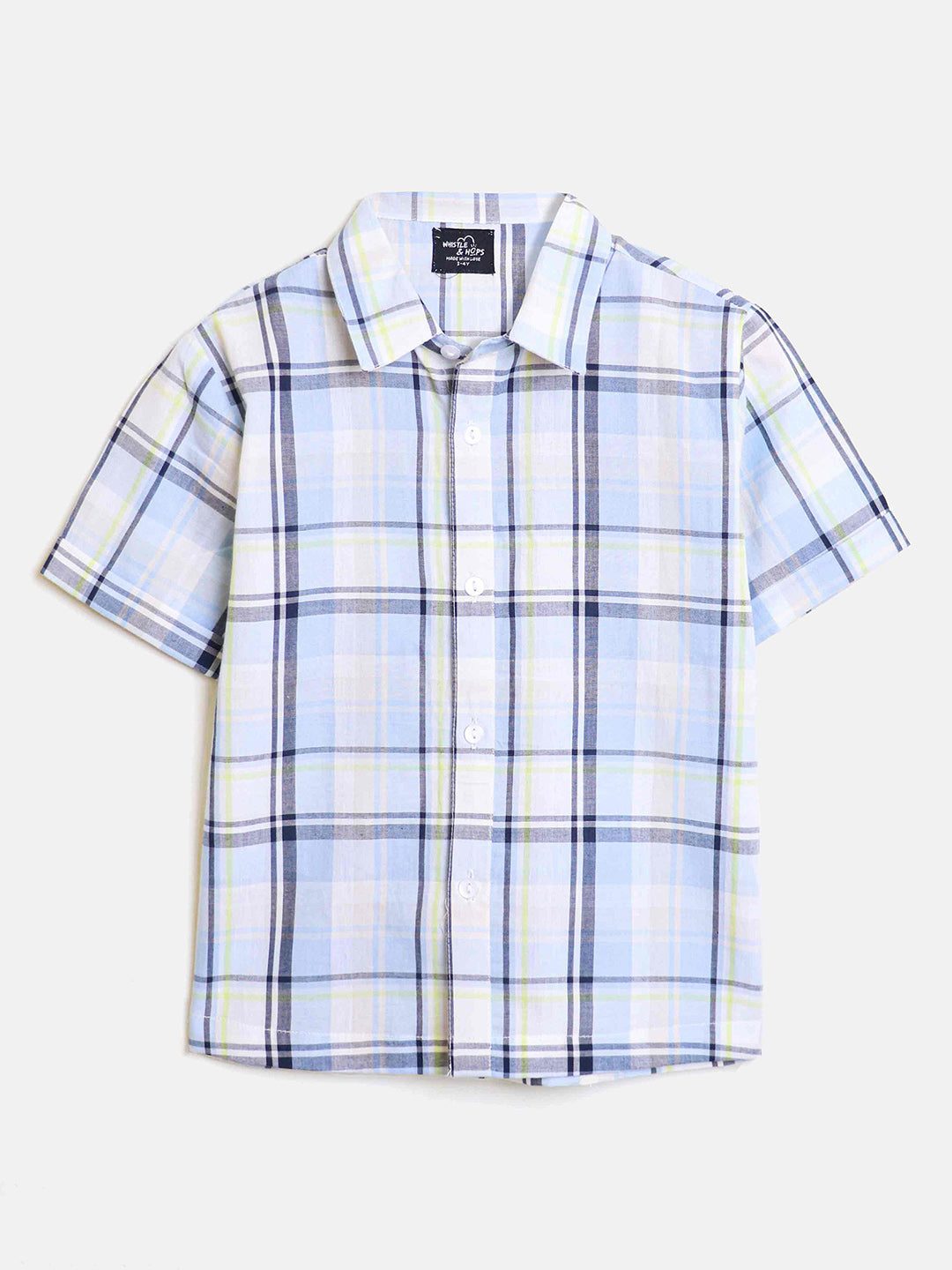 Boys Blue Plaid Cotton Shirt