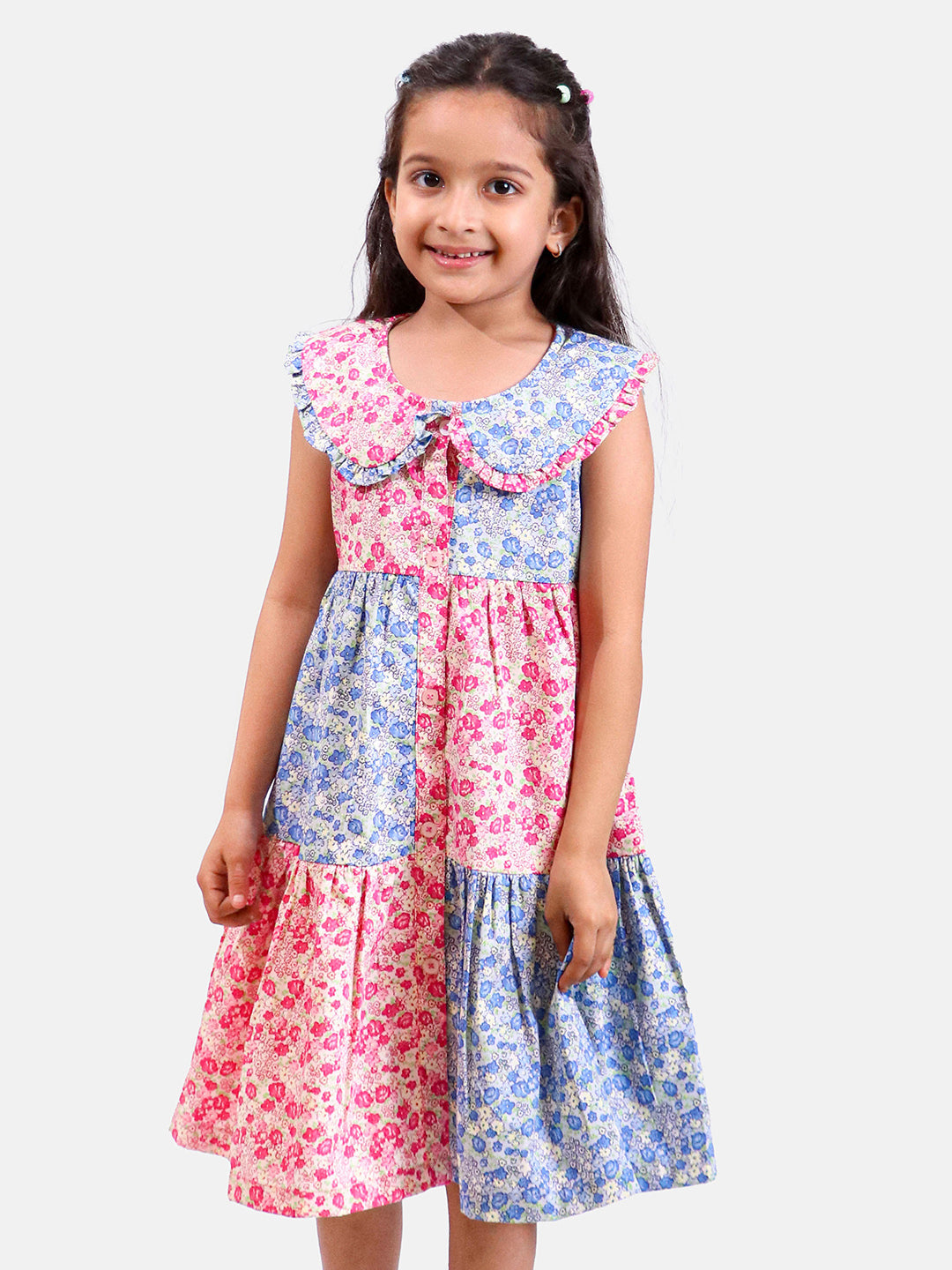 Floral Printed Panelled Cotton Dress