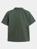 Boys Green Polka Printed Cotton Shirt