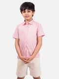 Boys Pink Pattern Printed Cotton Shirt