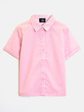 Boys Pink Pattern Printed Cotton Shirt