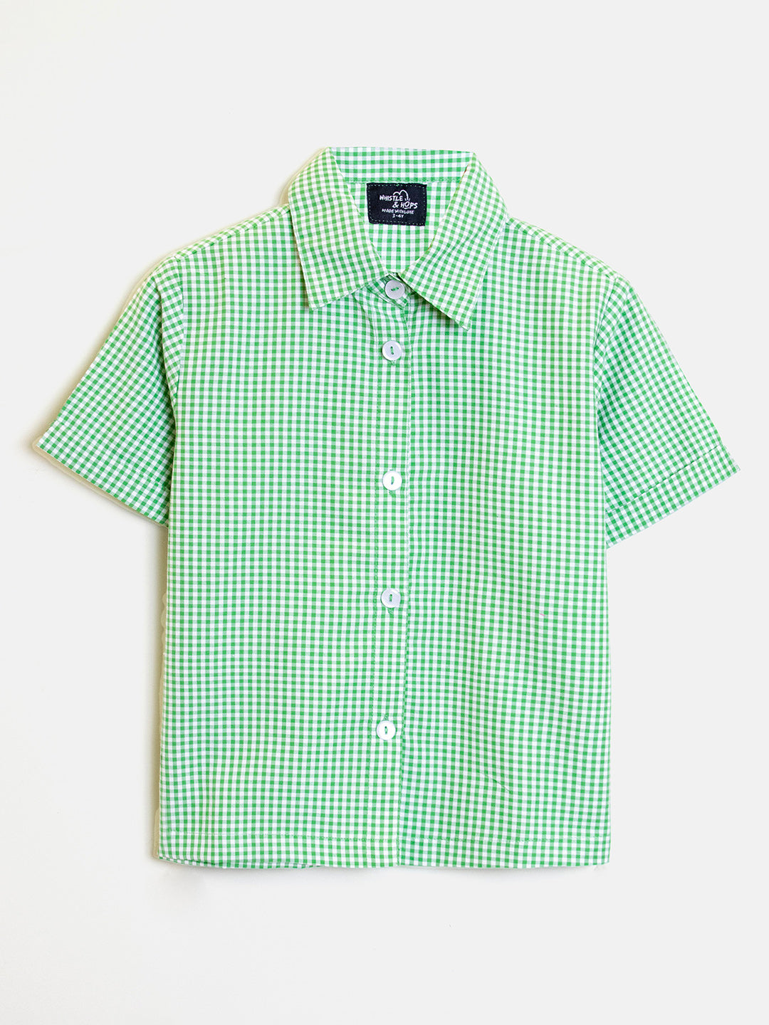 Boys Green Checks Cotton Shirt