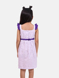 Sleeveless Purple Checks Cotton Dress
