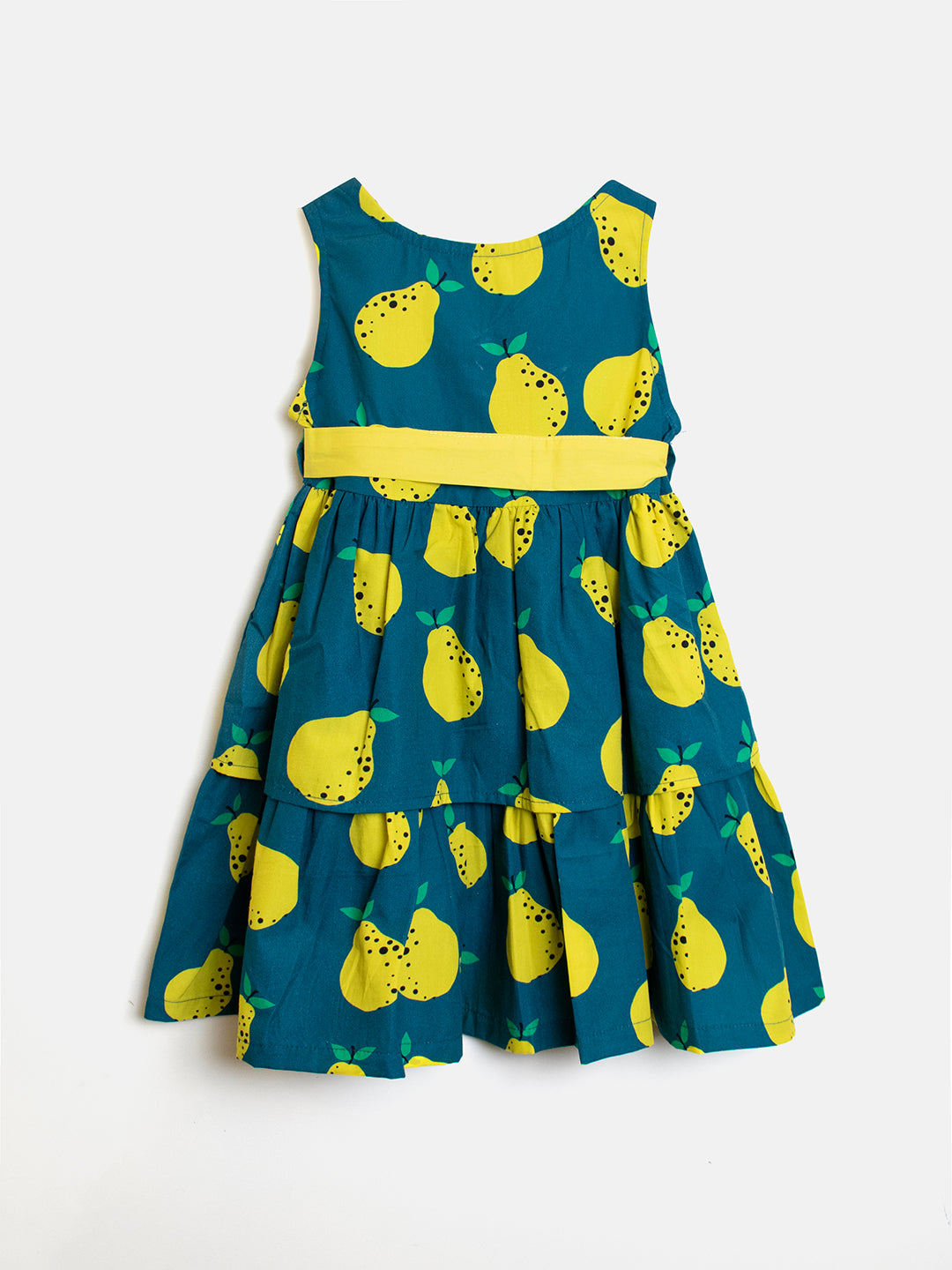 Lime Printed Tiered Cotton Dress