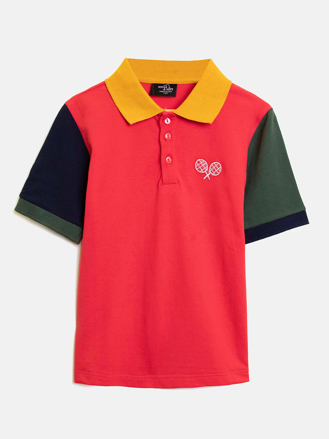 Badminton Embroidered Red Polo T-shirt