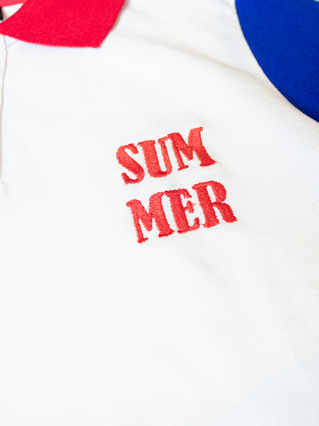 Summer Embroidered White Polo T-shirt