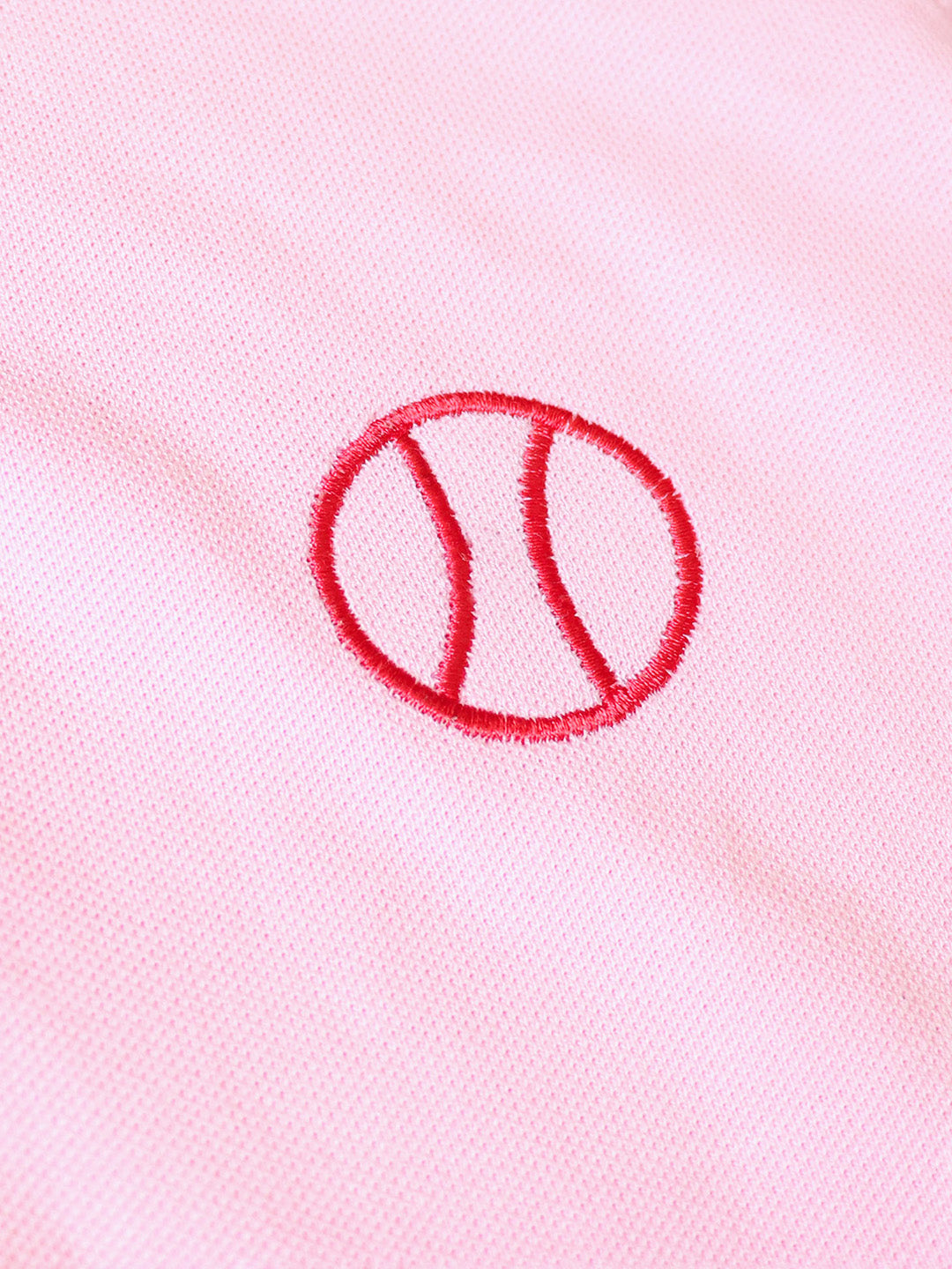 Ball Embroidered Pink Polo T-shirt