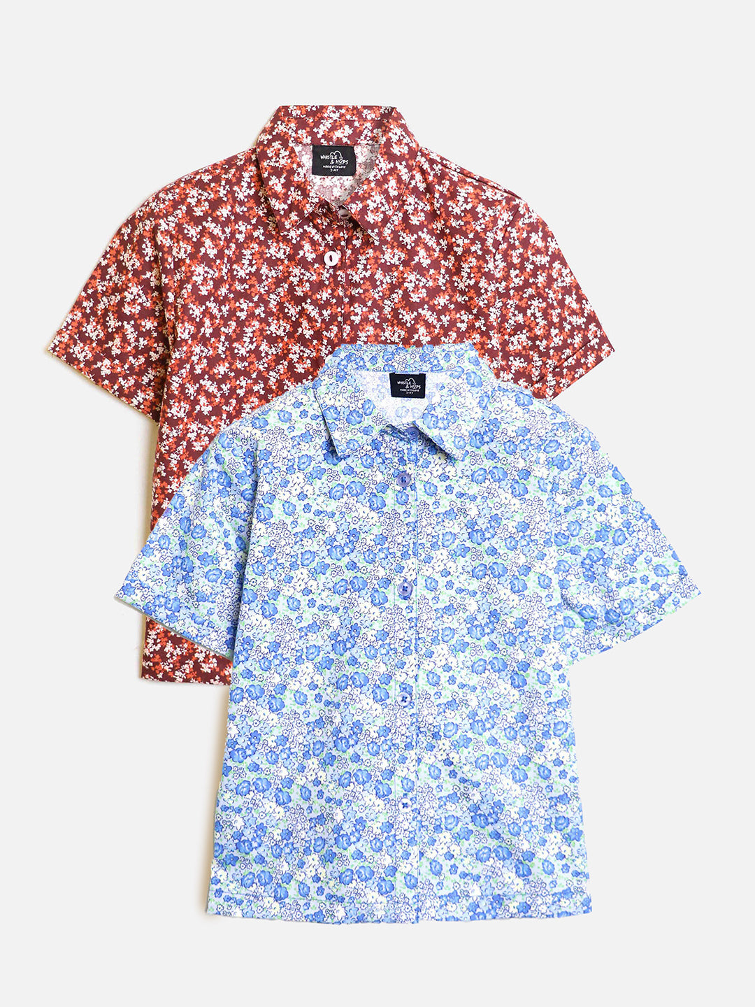 Boys Cotton Shirts Combo- Blue and Brown