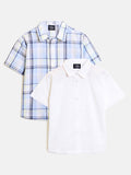 Boys Cotton Shirts Combo- Blue and White
