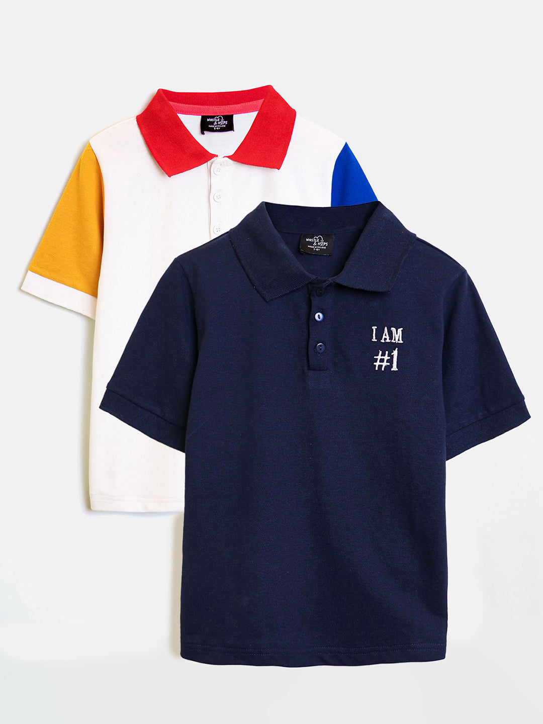 Embroidered Polo T-shirts Combo- Navy Blue and White